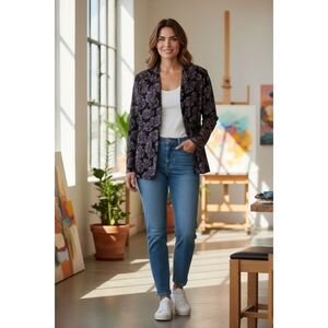 Beautuful Women's Cardigan Purple Patterned Size 14